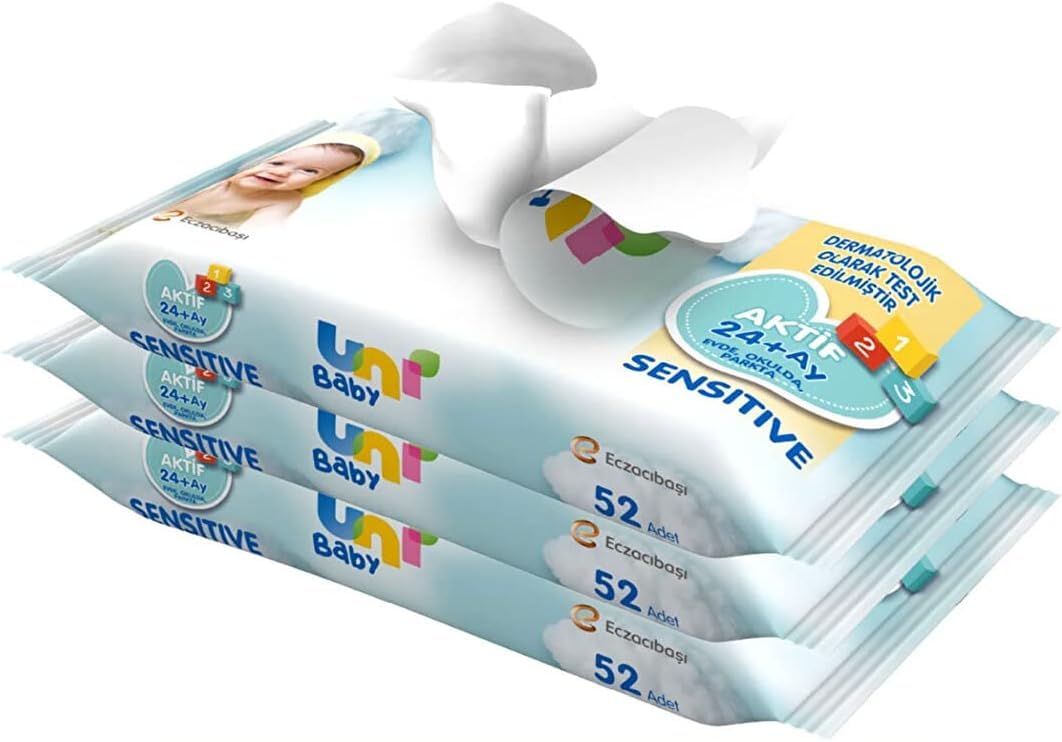 Uni Baby Aktif Sensitive Islak Mendil 3x52 156 Yaprak