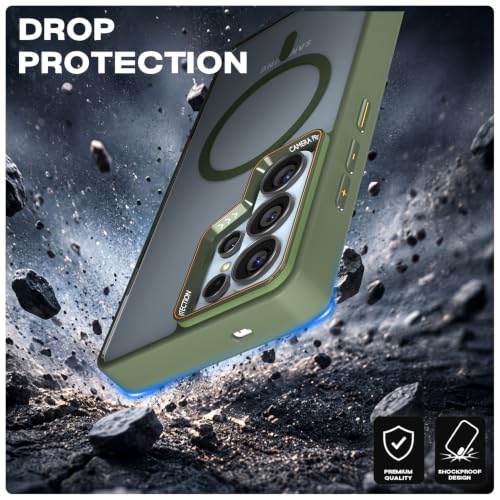 Image of Pikkme Back Cover for Samsung S26 Ultra 5G | Shockproof | Mag-Safe Compatible | Hard Transparent Back | Premium Raised Camera Protection | Bumper Case (Green Mag-Safe)