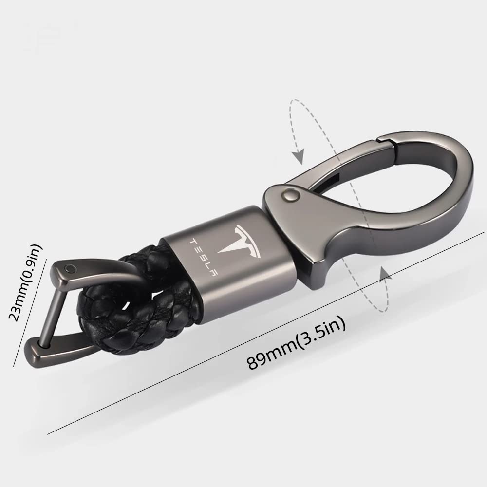 Autosleutelkoffers Voor Tesla Model 3, Kaarthouder Sleutelhanger Beschermer Cover Houder Legering Sleutelhangers Tas Lederen Ketting Voorkomen Verlies Auto-accessoires,A