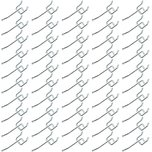 Rawall Pegboard Hooks, Large Diameter 50-Pack, 2 Inch L Shape Small Galvanized Heavy Duty Pegboard Hooks Suitable for 1/4 inch pegboard,Metal Pegboard Hooks for Garage,Office,Kitchen,Store
