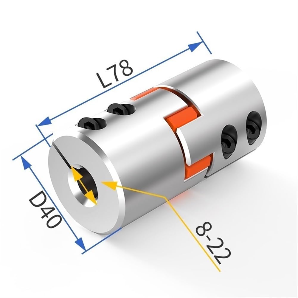 D40L66 3-szczękowy elastyczny łącznik ślimakowy — 8–22 mm złącze wału silnika sprzęgło kłowe ze śrubami M5(17x20)