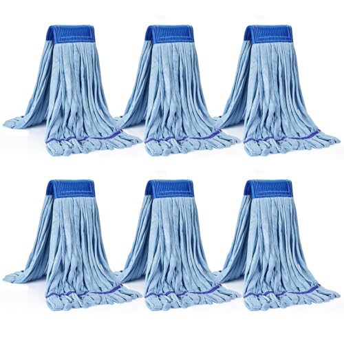 Image of Matthew Cleaning Microfiber Tube Mop(Large,Blue,6Pack) Heavy Duty Mop Head Replacement,Excellent Absorbency,Premium launderability,Reusable,Loop end for Home,Commercial&Industrial Use