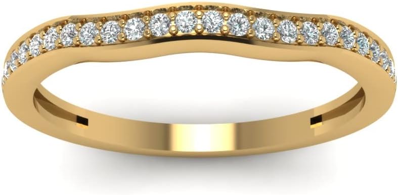 Moissanite Diamonds Curve Wedding Ring Bands for Women,10K 14K 18K Gold Round Cut Moissanite Diamonds Stackable Bands Gift for Birthday Anniversary