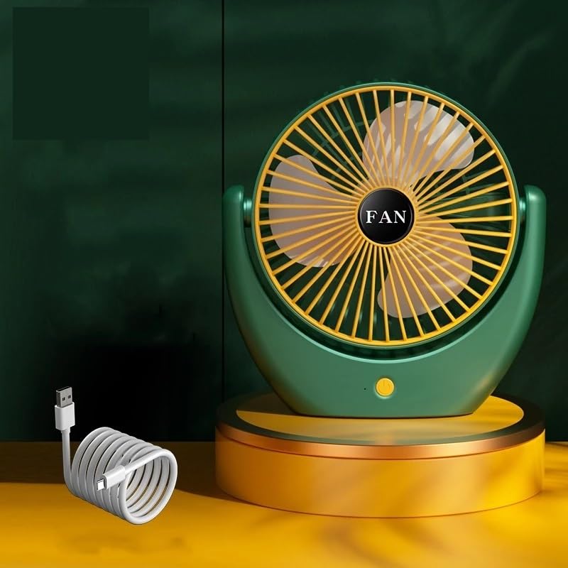 Image of 4000mAh High Speed ๐๐๐๐ก๐๐ซ๐ ๐๐๐๐ฅ๐ Table Fan for Home, ๐๐ฌ๐๐ข๐ฅ๐ฅ๐๐ญ๐ข๐ง๐ ๐๐๐ง with ๐๐๐ ๐๐ข๐ ๐ก๐ญ | ๐๐๐ ๐๐๐ซ๐ฌ๐จ๐ง๐๐ฅ Fan, ๐ ๐๐ฉ๐๐๐ (F0 - Dark Green)