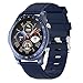 NONGLAN Pressione Intelligente Orologi Bluetooth Voice Call Bracciale Cardiaca Sangue in Tempo Reale di Temperatura Corporea Sport Monitor Smartwatch Uomo Donna(Color:Blu)