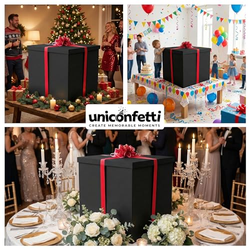 Extra Large Gift Box 28x28x28in—Giant Black Gift Boxes with Lid for Large Gifts, Big Presents for Birthday Surprise, Gender Reveal, Valentine's Day, Chinese New Year and Other Celebrations, Not for Heavy-Duty Storage Use by JAPJA - Image 6