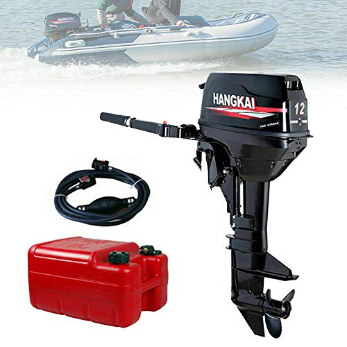 LianDu Outboard Motor Boat Engine 169CC 8.8KW 12HP Gasoline Outboard Motor Marine Inflatable Fishing Boat Engine Yacht Motor CDI Water Cooling System, 6.3 Gallon Fuel Tank