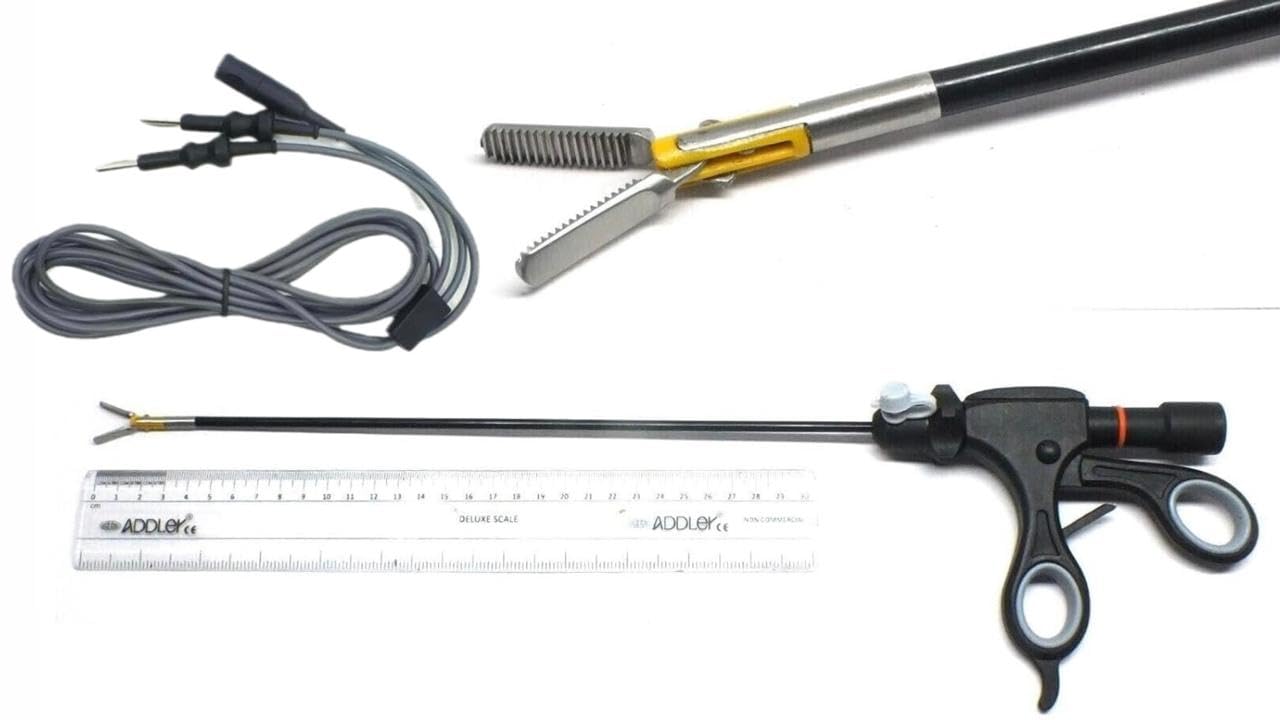 ADDLER Laparoscopic Bipolar Ruby Grasper Forcep with Bipolar Cable 5mm Surgical Instrument.