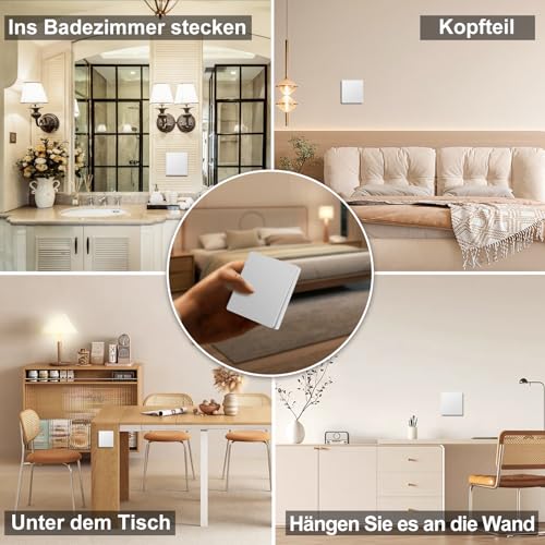 CNBINGO RF433 Funkschalter Batterielos mit Mini-Modul, Keine Verkabelung Erforderlich, Wand Lichtschalter mit Eigener Stromversorgung, Kabelloses Schalter-Set, Weiß (Keine Batterien Erforderlich)