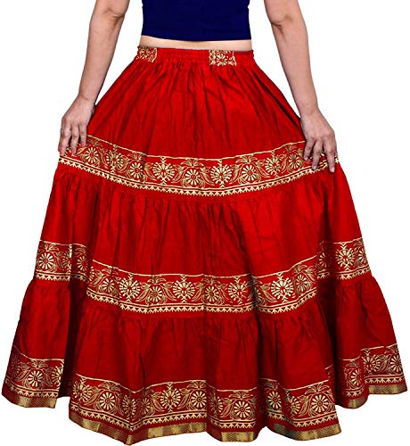 Image of Kurti Skirts Woman /Girl Traditional Ethnic Embroidery Floor Length Rayon Long Skirt for Causal