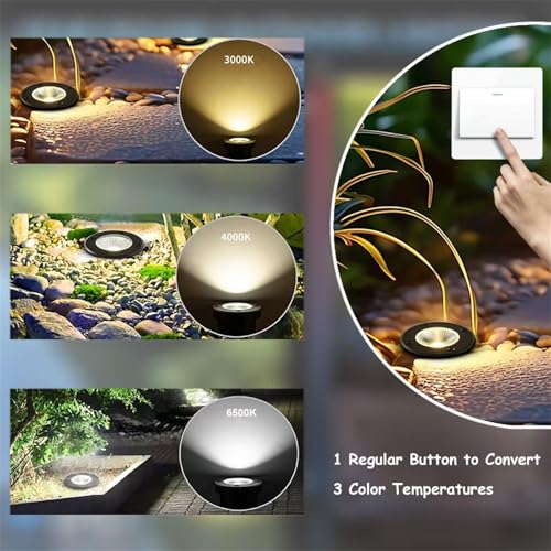 GXSTHY In Ground Lights Outdoor Lighting,IP65 Waterproof Well Light 120V 110V,7W 700lm,3CCT Selectable LED Landscape Lighting Wired for Garden Yard,Pathway,Driveway,Deck,Pack of 8