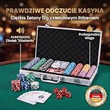 GOODS+GADGETS® Zestaw do Pokera 500 Żetonów z Aluminiową Walizką | Kompletny zestaw pokerowy – 2 talie kart, 5 kości, dealer button, eleganckie kolory: złoty, srebrny, czarny