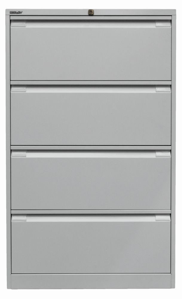 BISLEY Hängeregistraturschrank, doppelbahnig, DIN A4, 4 HR-Schubladen, Metall, 645 Lichtgrau, 62.2 x 80 x 132.1 cm