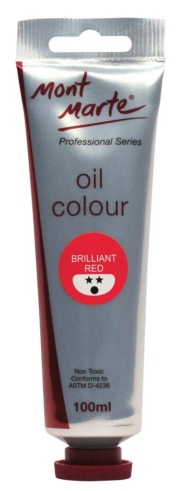 MONT MARTE Premium Oil Paint, 100ml (3.4oz), Brilliant Red, Good Coverage, Excellent Tinting Strength
