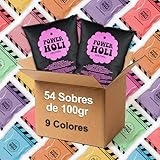 POWER HOLI FESTIVAL | Polvos de Colores Fiesta Holi | 54 Sobres Abrefacil de 100gr | 9 Colores | Especial Fiestas y Festivales | Fotografía | No Tóxicos | Sin Gluten | Made in Barcelona