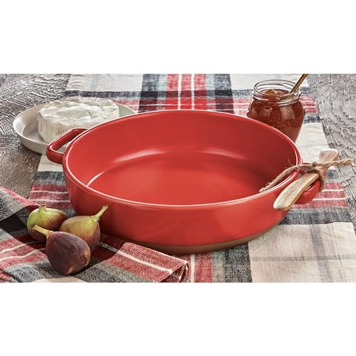Tag Brie Baker Spreader Set of 2 - Red Ceramic Baking Dishes, 80oz Capacity, Dishwasher Safe, Perfect for Christmas Red