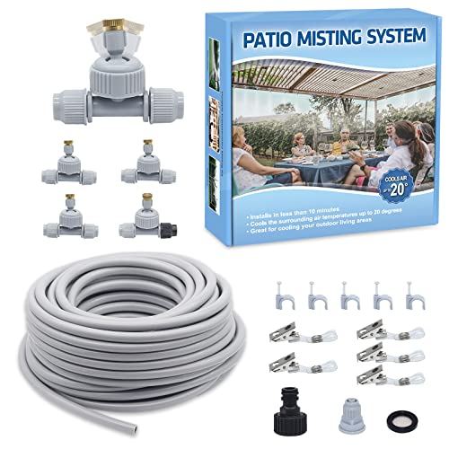 Landrip Système de brumisation (8M), Système de brumisateur extérieur, Brumisateur de terrasse, Kit de brumisation Idéal pour Gazebo Réseaux Pergolas Piscine Edges Auvents Balcons Auvents Balcons Cover