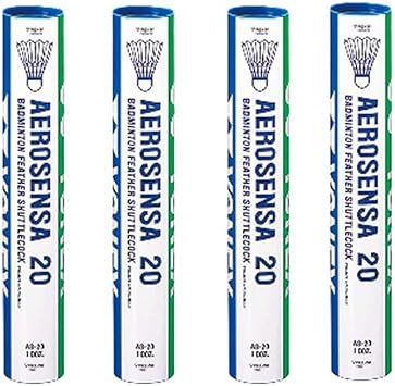 YONEX Aerosensa 20 Goose Feather Badminton Shuttles 4 Tubes, White