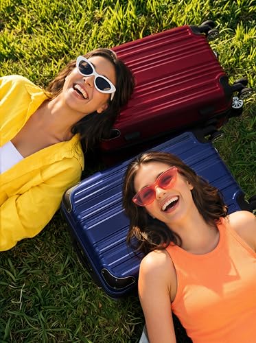 Image of Coolife Carry On Luggage, Suitcase with Durable and Lightweight, carry on suitcase with PC+ABS Hardshell, Dual Spinner Wheels, TSA Lock, and YKK Zipper(wine wind new, S(20in) carry on)