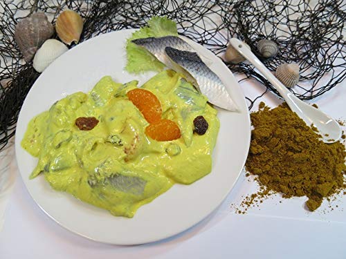 GreetFish Curry-Happen, marinierte Heringfilets geschnitten, Currysoße, Mandarinen, Rosinen, 500g