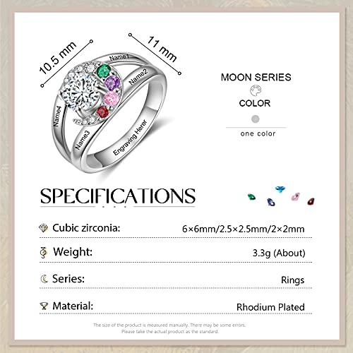 Personalized Promise Rings for Her Engraved Names Anniversary Ring for Women Custom Moon Statement Grandma Ring3
