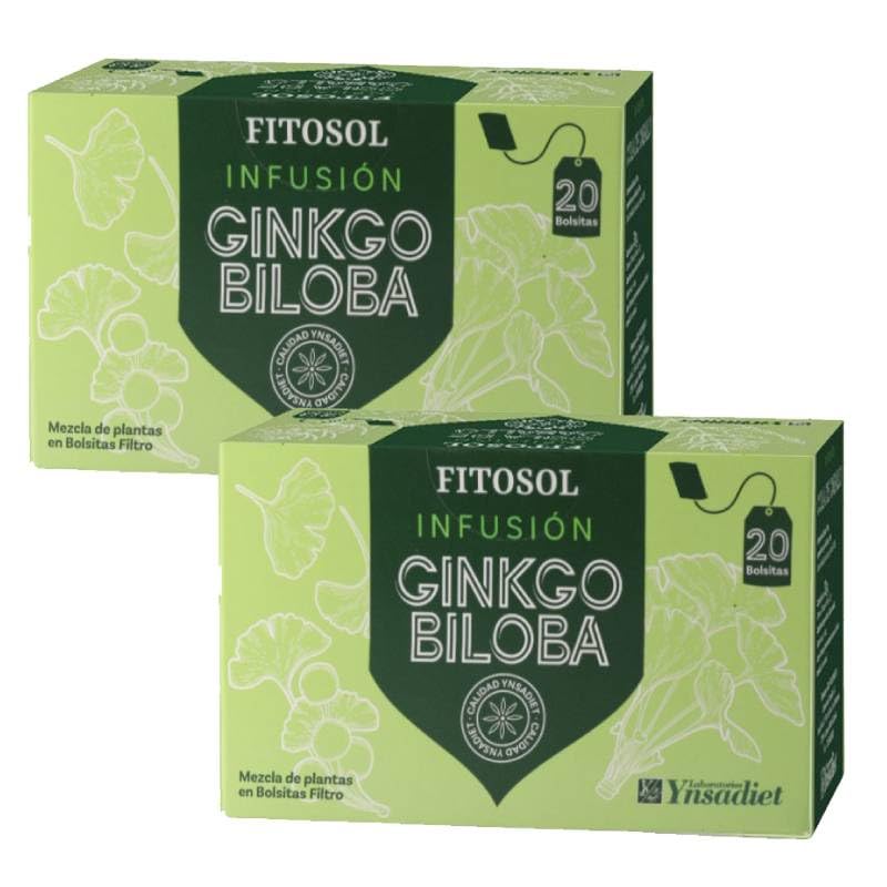 Pack 2 x Infusión Ginkgo Biloba Fitosol Ynsadiet 20 bolsitas (40 bolsitas) – Tisana en filtros, sabor herbal suave, ideal para el día a día, preparación rápida, formato práctico