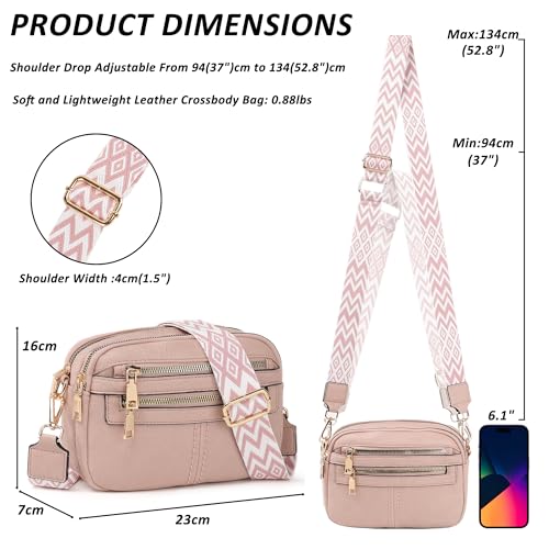 Image of TANTOMI Crossbody Bags for Women, 6-Pockets Cross Body Purse, Vegan Leather Handbags Shoulder Bag for Travel, Gifts for Women