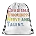 Lsjuee Charisma Unicité Nerve and Talent Drag Race 3D Print Drawstring Backpack Sac à bandoulière Non-tissé Durable Sports Gym Sack Cinch Bag 16,9 x 14 Pouces