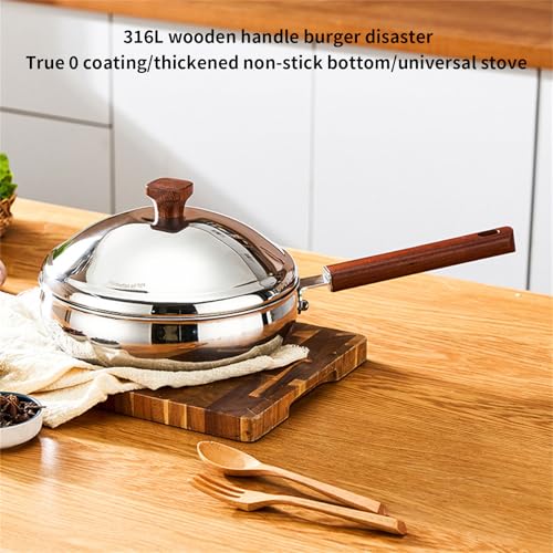 Wok de acero inoxidable 316L con mango de madera y tapa miniatura 7