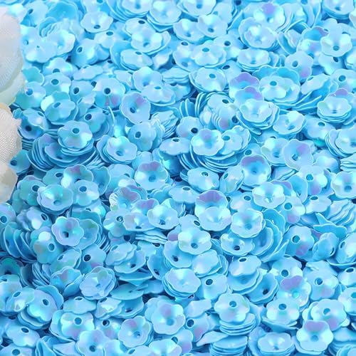 3800pcs 6mm Cup Flower Paillettes Loose Sequins for Embroidery Crafts Glitter Confetti Sewing Christmas DIY Arts Crafts Decoration Accessories (Blue)