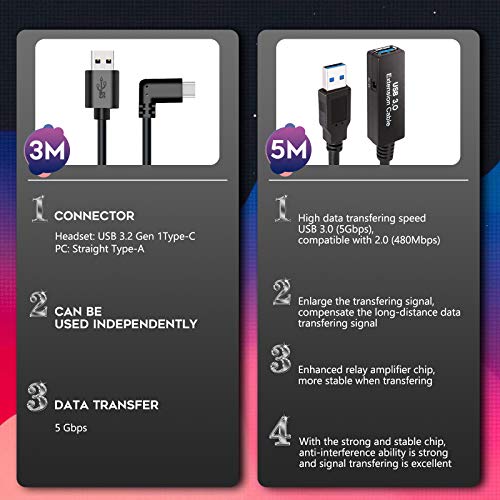 NEWZEROL 1 Łącznie 8M / 26Ft Wytrzymały kabel USB do transmisji danych Kompatybilny z Quest Link Steam VR, przedłużacz… - Image 3