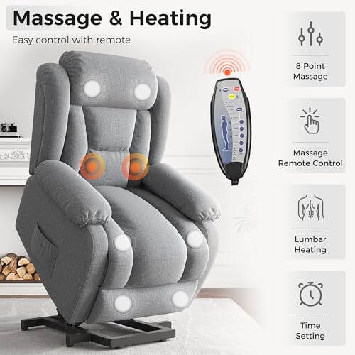 Image of Amopatio Power Lift Recliner Chairs for Elderly Upgraded Living Room Reclining Chairs Indoor Lounge Chairs Single Sofa with Side Pockets and Remote Control for Bedroom