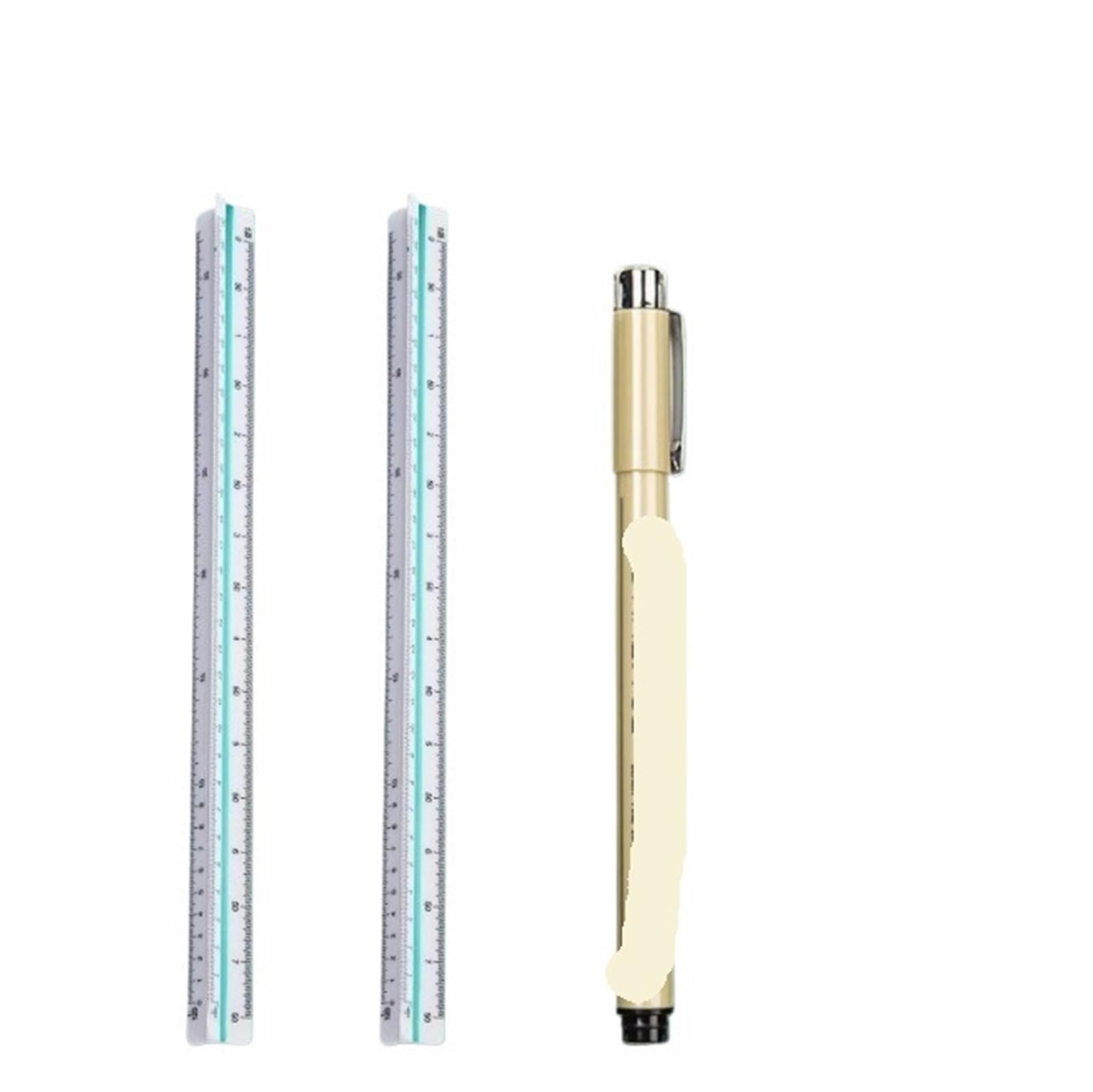 Aywtiun 2Pcs Small Set Architectural Scale Ruler 30Cm Triangular Scale Ruler 1:20-1:500 Plastic Straight Metric Architect Engineer Accurate Drafting Measure Tool(2Pcs Small Set)