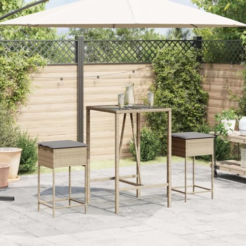 Tabourets de bar de jardin confortables pour aménager un petit espace extérieur avec assise en rotin - 4