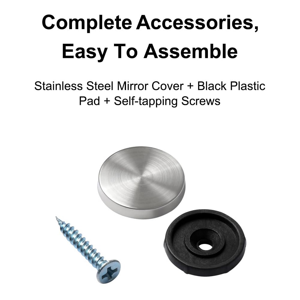 SEIWEI 10 Pieces Stainless Steel Screw Cover Cap, 16mm Diameter Mirror Decorative Screws with Caps Silver Mirror Screws Fasteners, Sign Advertising Hardware, Nails, Construction
