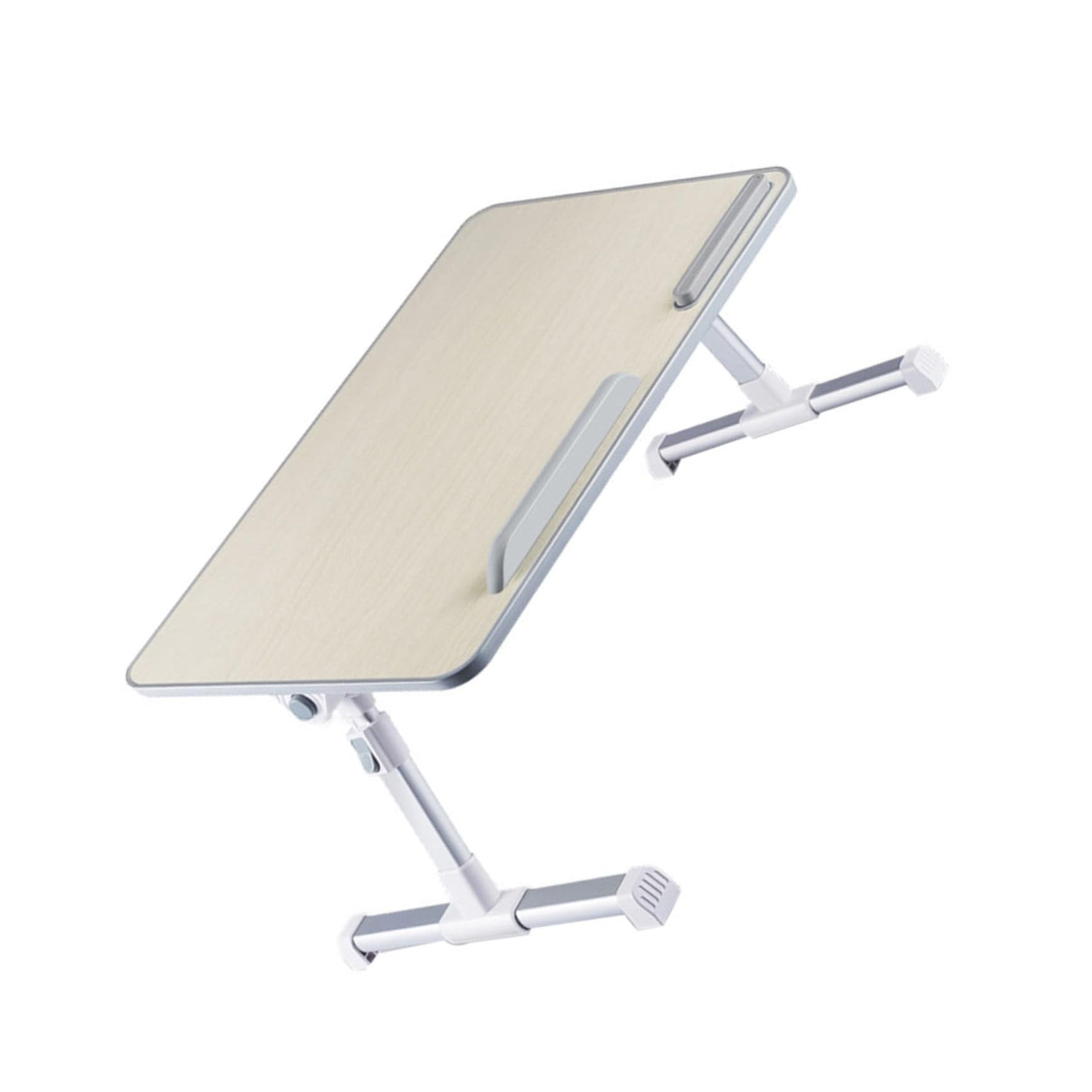 Bureau en bois pliable beige avec plateau réglable pour le télétravail