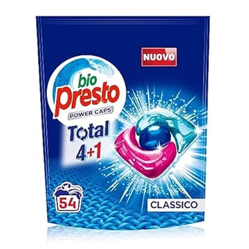 Bio Presto Power Caps Classico, Detersivo Lavatrice Predosato In Capsule, Confezione Da 54 Lavaggi