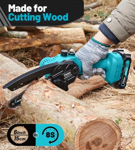 Image of Tietoc Mini Chainsaw 6 Inch Cordless, Portable Electric Chain Saw Small Handheld Battery Powered Super Saws, Stocking Stuffers for Adults Men Gifts for Men Dad Husband Fathers Women Mom 2025