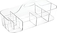 Vista 8 de mDesign Organizador de plástico dividido para arte y manualidades, con asa para oficina en casa y sala de estar, capacidad para lápices, crayones