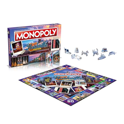 Monopoly Board Game Nashville Edition: Juego de mesa para 2-6 jugadores, educativo y de estrategia, en inglés, para niños a partir de 8 años y adultos, edición estándar miniatura 6