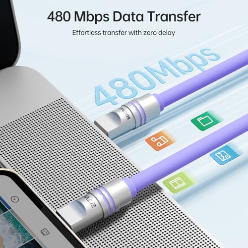 Câble USB C vers Lightning de 2m pour iPhone 11 Pro Max, cordon de charge violet pack de 2 - 4