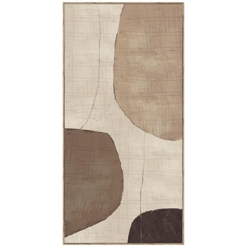 Tableau abstrait beige et marron 140x70x3,8 cm pour decoration de salon