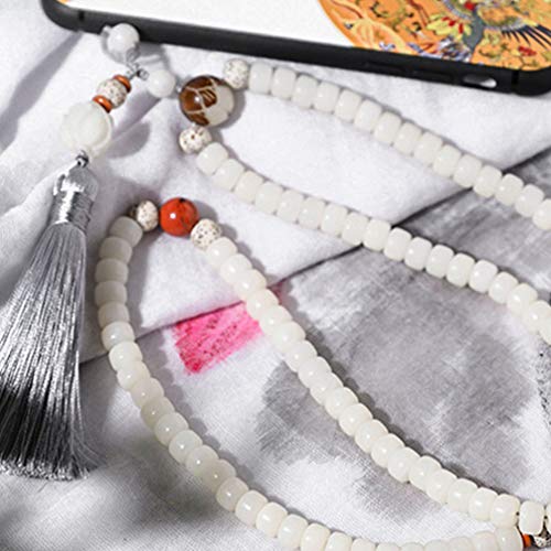 Hemobllo – Cordão decorativo para telefone Bodhi, cordão estilo chinês, borla branca, cordão antiper