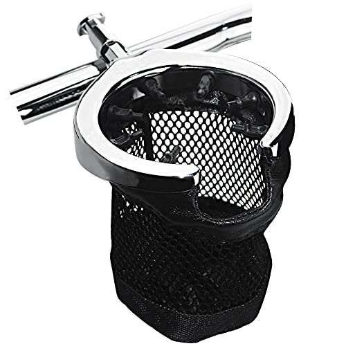 Image of Chrome Handlebar Cup Holder, 1''Universal Drink Holder with Basket for Harley Sportster Softail Dyna Touring Street Glide Road King Road Glide Electra Glide Vulcan Yamaha Suzuki Honda