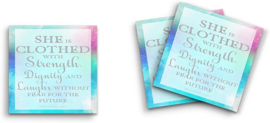 Butler in the Home Sticky Notes 12 Pack 3"x3" 50 Sheet Count Per Pad, She is Clothed with Strength Dignity and Laughs Without Fear of the Future Proverbs 31:25, Cute Funny Note Pads Stationery Paper
