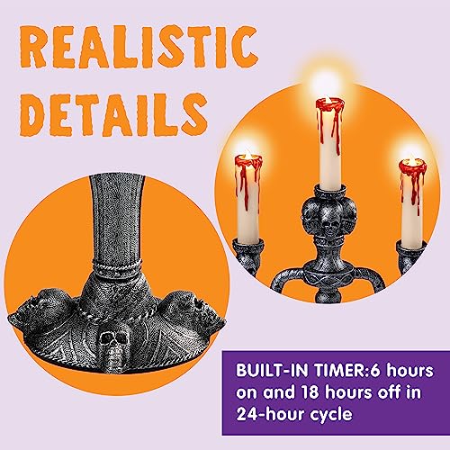 Joyin Skull Candelabra Halloween Decorations Indoor Led Lights Candles Candle Holder Halloween Table Home Decor Haunted House thumb #1