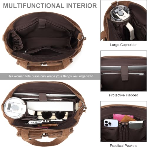 Image of ToLFE Women Top Handle Satchel Handbags Shoulder Bag Messenger Tote Bag Purse Crossbody Bag Travel Work Tote Bag