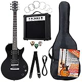 Rocktile LP-Style guitarra eléctrica, acabado negro, 2 pastillas Humbucker