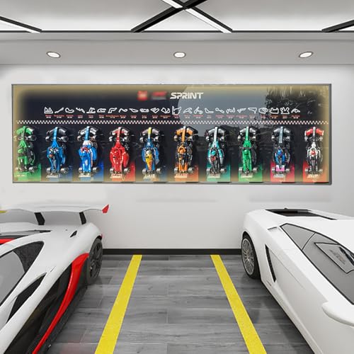 Support mural d'affichage pour LE-GO Speed Champions F-1 10 en 1 77242 77249 77250 77251 Compatible avec crochet de voiture Le-go Montage mural Idées cadeaux Décoration (sans modèle) (lumière LED