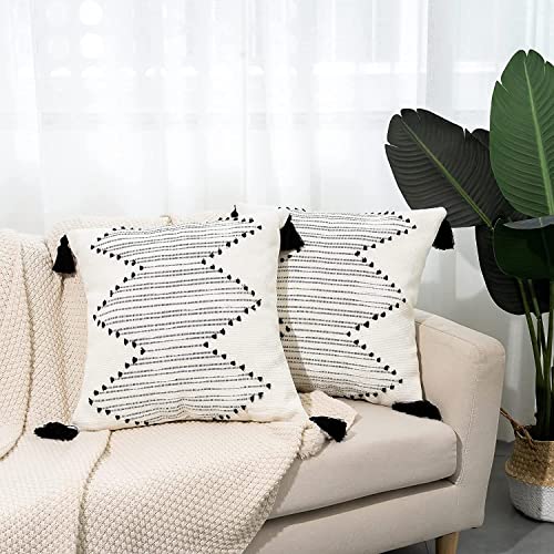 Homemissing Kinder Kissenbezüge 50x50cm - Abstrakt Geometrisch Rot Grau Schwarz